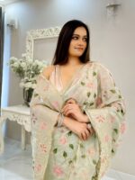 Anouk Floral Embroidered Organza Saree - Image 2