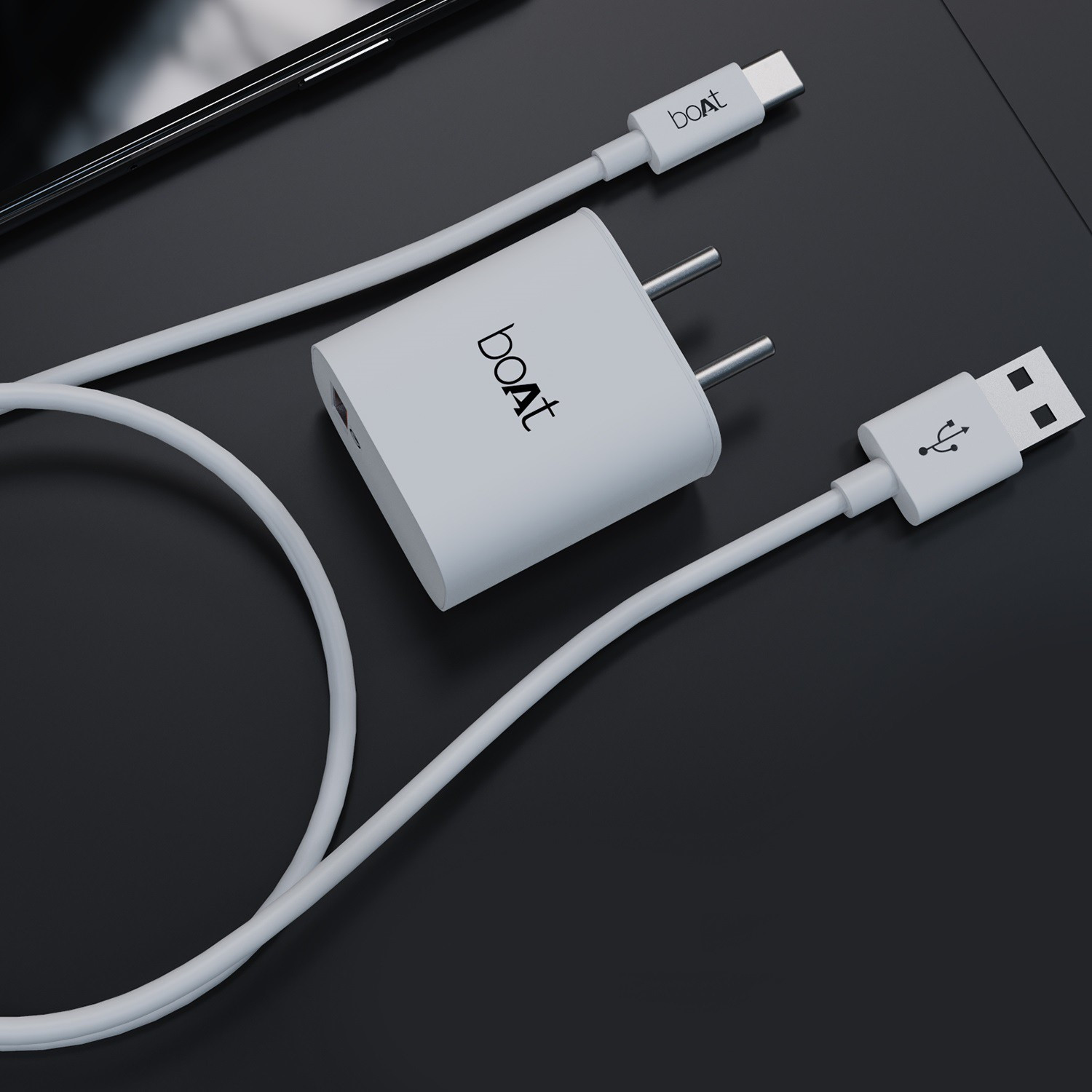 boat-wcd-qc3a-with-type-c-cable-original-imafugptsbjcvhnf.jpeg boAt 18W Power WCD QC3A Charger combo (Type C ) (White, Cable Included) - Image 1