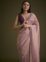 KALKI Fashion Striped Sequinned Tissue Saree With Contrast Blouse - Image 2