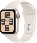 Apple Watch SE 2 GPS 40mm (2nd Gen) Starlight Aluminium with Starlight Sport Band (Starlight Strap, Free Size)